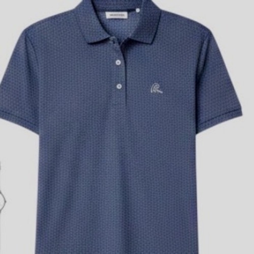 Men's blue herringbone performance polo shirt by Rhoback size XL Stretch Comfort